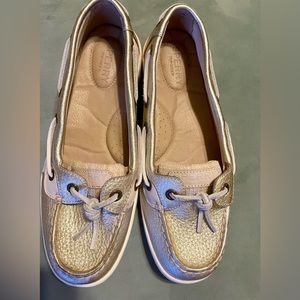 Sperry Gold Leather and Canvas Boat Shoes